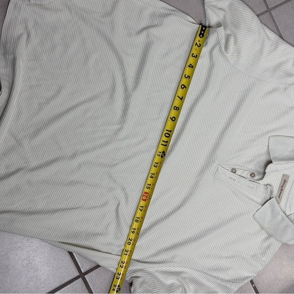 Tommy Bahama Men Stripe Beige Tan Yellow Polo Shirt size XL - Picture 8 of 8